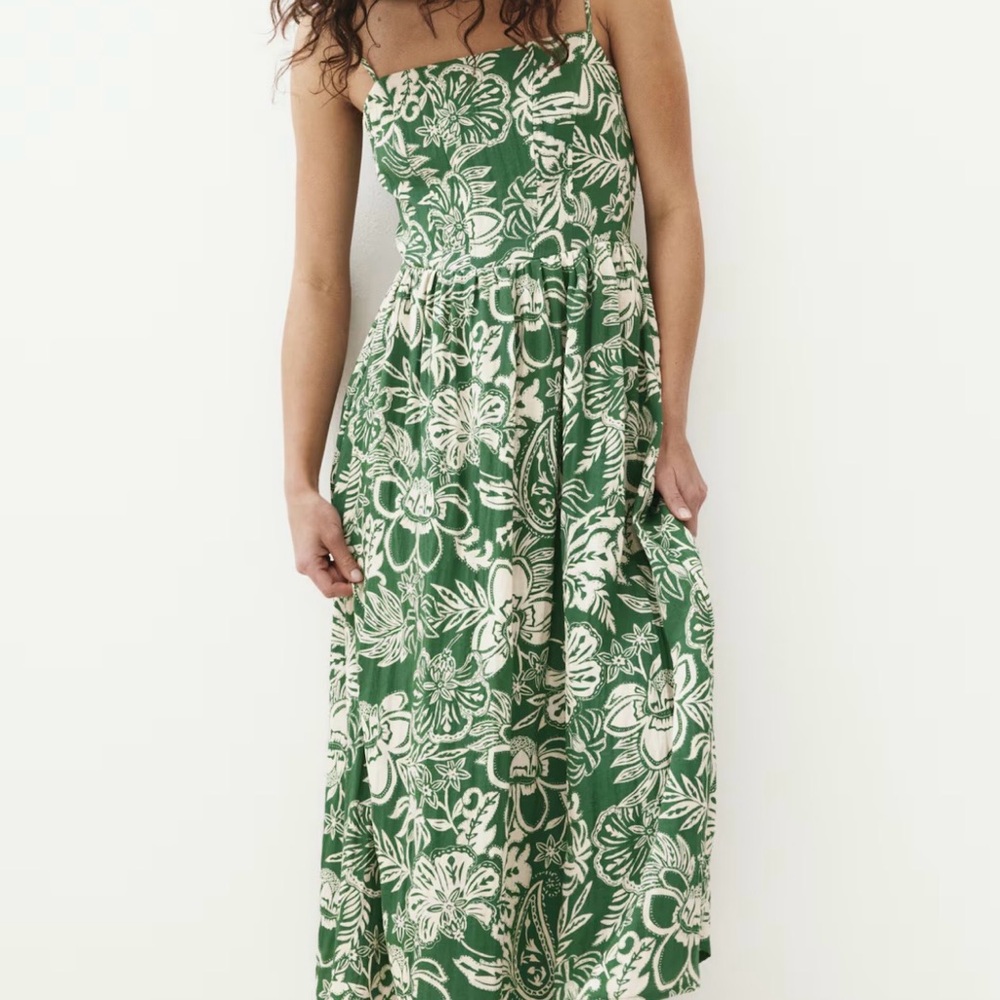H&M Green and White Floral Maxi Dress